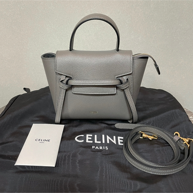 celine(セリーヌ)のりぼん様専用　　セリーヌ　CELINE ピコベルトバッグ　グレー レディースのバッグ(ショルダーバッグ)の商品写真