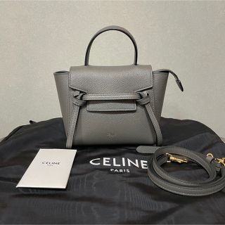 セリーヌ(celine)のりぼん様専用　　セリーヌ　CELINE ピコベルトバッグ　グレー(ショルダーバッグ)