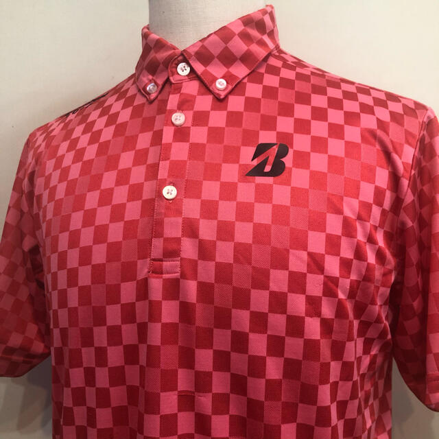 ブリジストン ゴルフ ポロシャツ 日本製 レッド系  LLサイズ 2