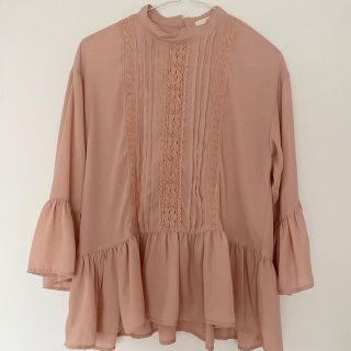 アルピーエス(rps)の【超美品】ブラウス　ピンク　オフィス　透け　フリル　アクシーズファム　ZARA(シャツ/ブラウス(長袖/七分))