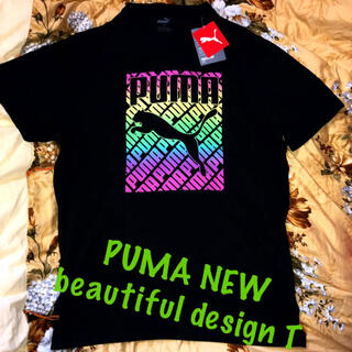 プーマ(PUMA)の今期1番カッコいい‼️ PUMA 鮮やかなマルチカラーグラデーション映える黒T(Tシャツ/カットソー(半袖/袖なし))