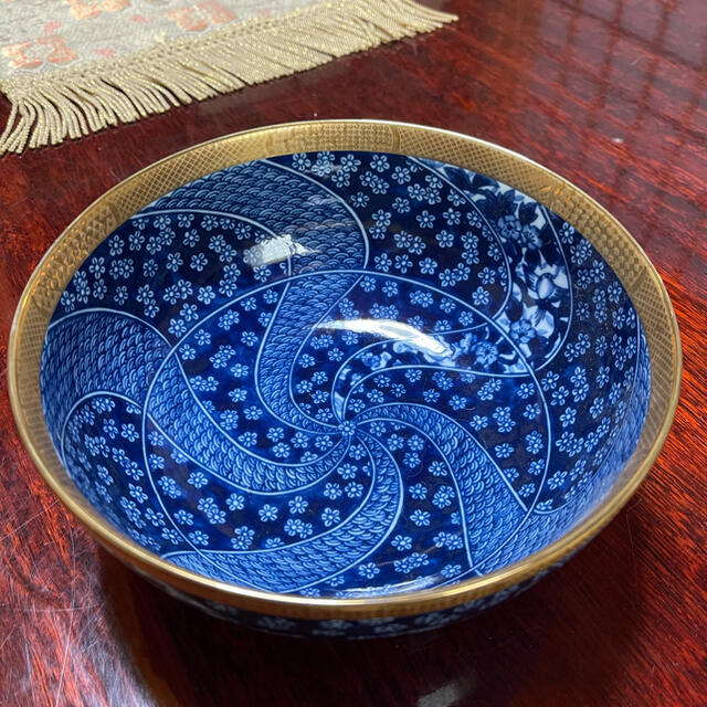庫山窯 庫山焼 青い深皿 菓子鉢 深鉢 青華緑彩 美濃焼き | フリマアプリ ラクマ