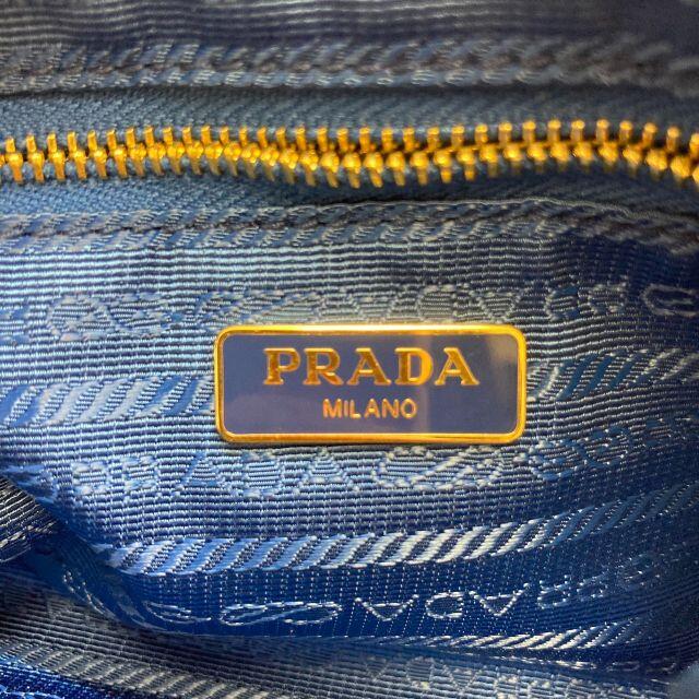 PRADA(プラダ)のプラダ ポーチ キャンバス チェック柄 ブルー レディースのファッション小物(ポーチ)の商品写真