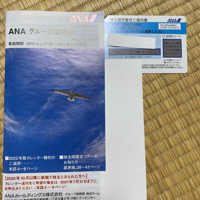 ANA株主優待券1枚とグループ優待券 チケットの優待券/割引券(その他)の商品写真