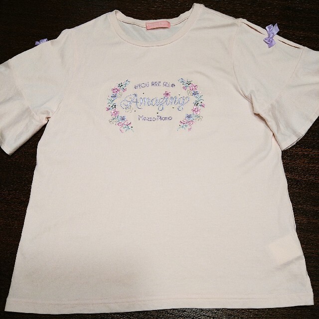 mezzo piano junior(メゾピアノジュニア)のメゾピアノ160花刺繍Tシャツ ピンク キッズ/ベビー/マタニティのキッズ服女の子用(90cm~)(Tシャツ/カットソー)の商品写真