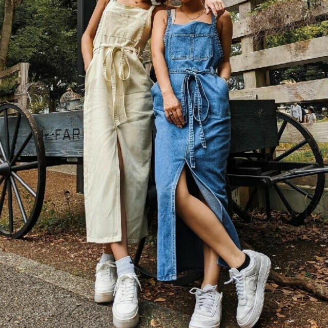 ACLENT Loose string denim one piece | hartwellspremium.com