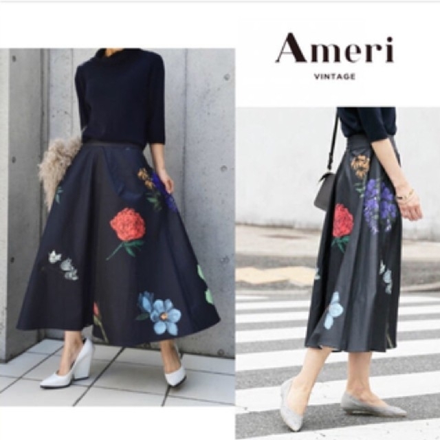 ブラックsize【※美品・送料込み】Ameri VINTAGE 花柄スカート