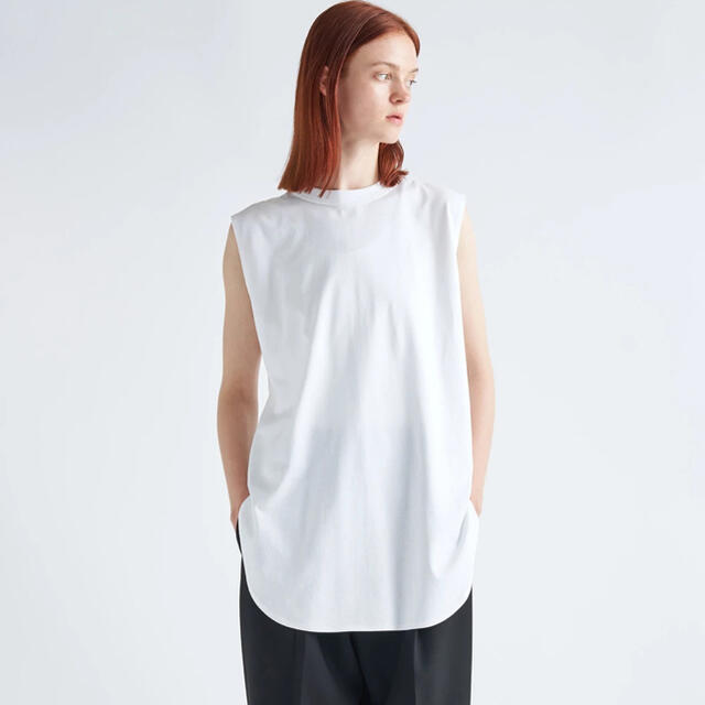 DEUXIEME CLASSE(ドゥーズィエムクラス)のATON エイトン ラウンドヘムタンクトップ ホワイト02 レディースのトップス(Tシャツ(半袖/袖なし))の商品写真