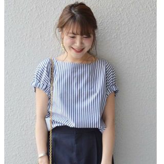 休日限定 SHIPS 2WAYストライプフレンチスリーブブラウス - シャツ ...