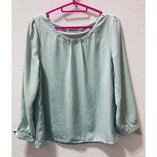 ミッシュマッシュ(MISCH MASCH)の【美品】ミッシュマッシュ　カットソー　ミントグリーン　緑　ビジュー　長袖(カットソー(長袖/七分))