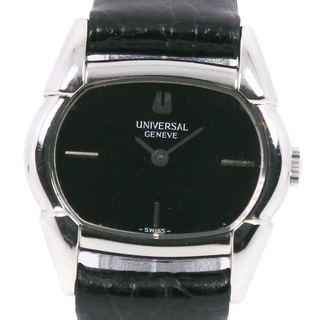 ユニフォームエクスペリメント(uniform experiment)の【Universal Genve】ユニバーサル・ジュネーブ ステンレススチール×レザー 手巻き アナログ表示 レディース 黒文字盤 腕時計(腕時計)