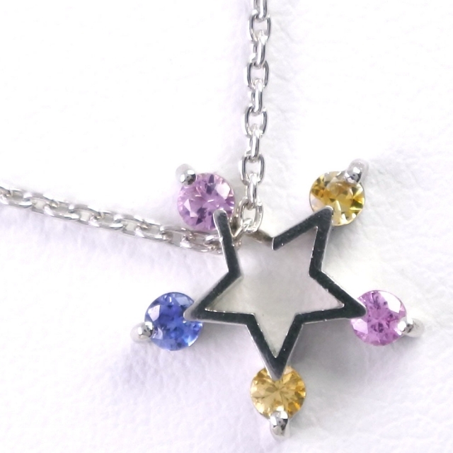 STAR JEWELRY(スタージュエリー)の【STAR JEWELRY】スタージュエリー スター マルチストーン Pt950プラチナ マルチカラー レディース ネックレス レディースのアクセサリー(ネックレス)の商品写真