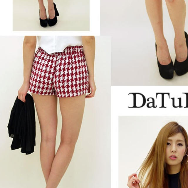 DaTuRa(ダチュラ)のDaTuRA♡千鳥柄ニットパンツ レディースのパンツ(ショートパンツ)の商品写真