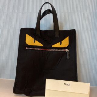 フェンディ(FENDI)のFENDI フェンディ モンスター　バグズ ナイロンレザートートバッグ　 黒(トートバッグ)