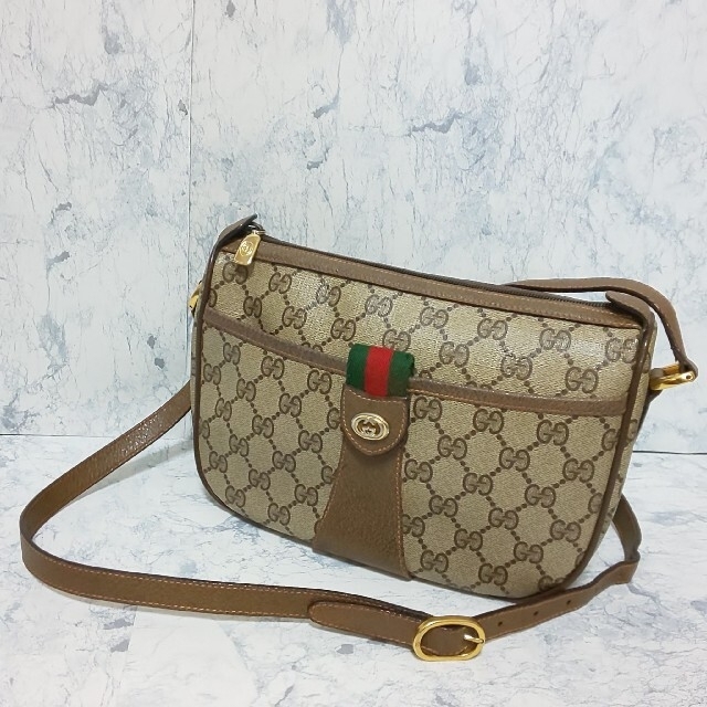 Gucci(グッチ)の【極美品】OLD GUCCI グッチ ミニショルダーバッグ シェリーライン GG レディースのバッグ(ショルダーバッグ)の商品写真