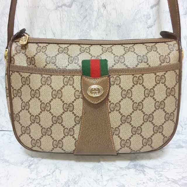 Gucci(グッチ)の【極美品】OLD GUCCI グッチ ミニショルダーバッグ シェリーライン GG レディースのバッグ(ショルダーバッグ)の商品写真