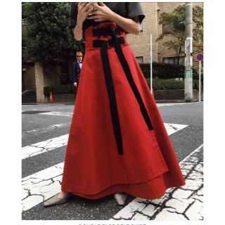 アメリヴィンテージ(Ameri VINTAGE)のDOUBLE TAPE BELT SKIRT(ロングスカート)