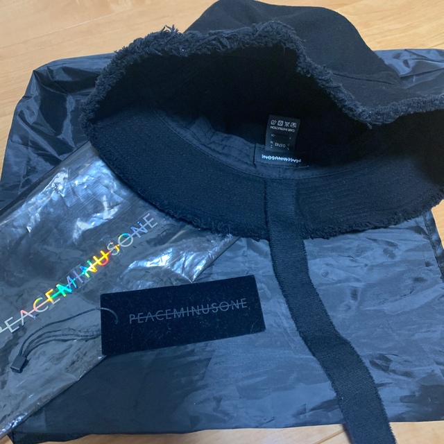 PEACEMINUSONE CANVAS BUCKET HAT #1 BLACK