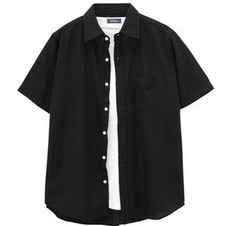 マックハウス(Mac-House)のNavy （ネイビー）ドビーシャツ Lサイズ(Tシャツ/カットソー(半袖/袖なし))