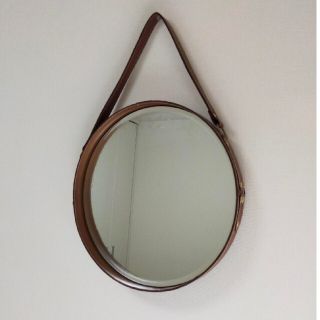 ZARA HOME 壁掛け 鏡 ウォールミラー ベルト付きレザー鏡