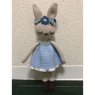 癒しのあみぐるみ　花冠のうさぎちゃん　ハンドメイド(あみぐるみ)