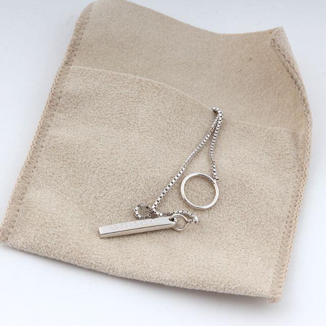 グッチ ラリアット ネックレス K18WG 5.4g アクセサリー N04129