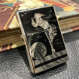 ジッポー(ZIPPO)の【ZIPPO】WINDY ウィンディ BOX デザイン 柄 シルバー ブラック(タバコグッズ)