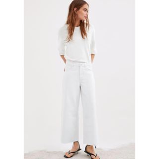 ザラ(ZARA)のZARA クロップドデニム　ワイドデニム　32 美品(デニム/ジーンズ)