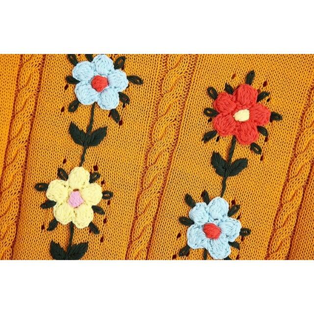 ZARA(ザラ)の🍀5月新作🎏4317◆フラワー 花柄 刺繍 ニット ベスト レディースのトップス(ベスト/ジレ)の商品写真