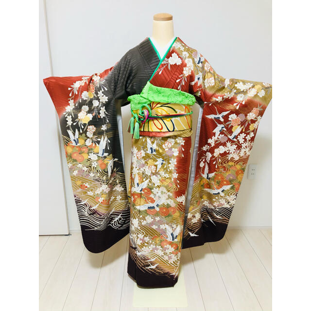 美品 金彩 正絹振袖 購入前にコメントお願いします - 振袖