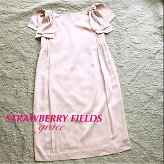 ストロベリーフィールズ(STRAWBERRY-FIELDS)の美品 ストロベリーフィールズグレース ショルダーリボンの2wayコクーンドレス(ひざ丈ワンピース)