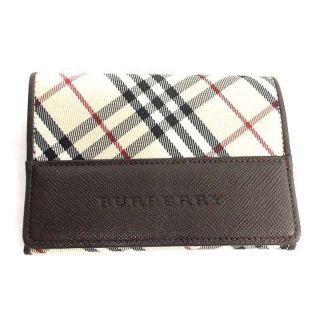 バーバリー(BURBERRY)のバーバリー カードケース 名刺入れ 二つ折り ノバチェック レザー ベージュ 茶(名刺入れ/定期入れ)