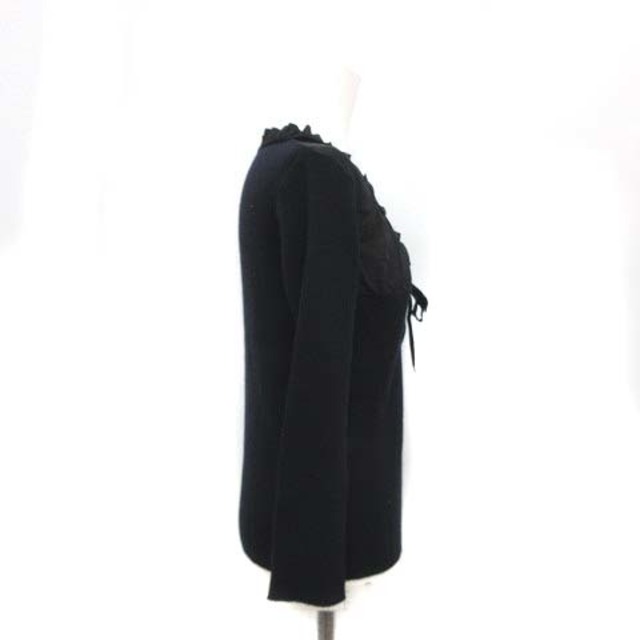 miumiu(ミュウミュウ)のミュウミュウ miumiu ニット セーター 長袖 フリル 40 M 紺 黒 レディースのトップス(ニット/セーター)の商品写真