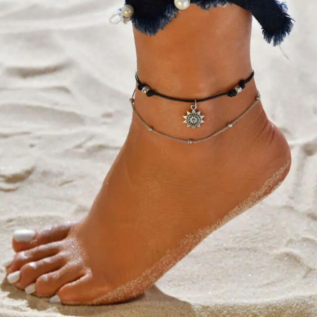 太陽　2連　アンクレット　男女兼用　サマー　サン　夏　海　プール　ビーチ　足首 メンズのアクセサリー(アンクレット)の商品写真
