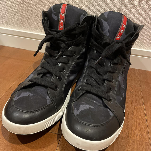 【美品】PRADA ハイカット スニーカー カモフラ柄 27.5cm