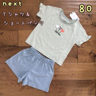 ネクスト(NEXT)の新品♡next♡半袖Tシャツ＆ショートパンツセット　80(Ｔシャツ)