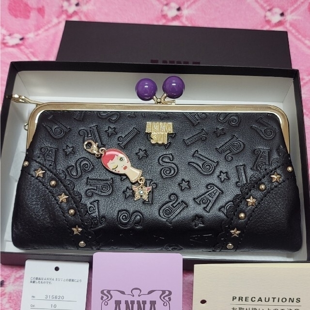 ANNA SUI(アナスイ)のアナスイ財布★今季★ブラック新品がま口長財布★ドール外金口長財布 レディースのファッション小物(財布)の商品写真