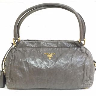 プラダ(PRADA)のプラダ ショルダーバッグ ハンドバッグ レザー グレー 革 カデナ ロゴ(ハンドバッグ)