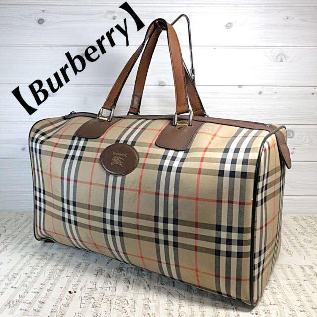 レア Burberry バーバリー ボストンバッグ ノバチェック 大容量 旅行-