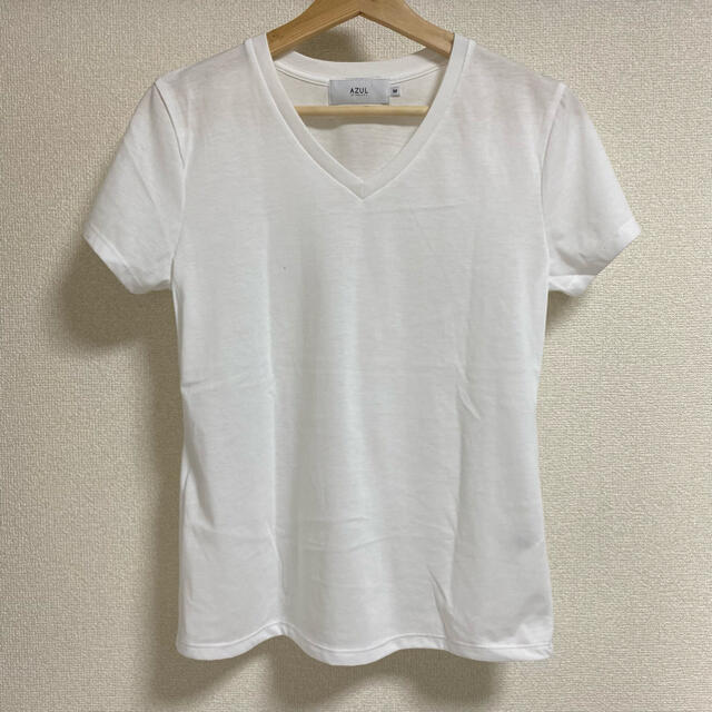 AZUL by moussy(アズールバイマウジー)の無地白Tシャツ レディースのトップス(Tシャツ(半袖/袖なし))の商品写真