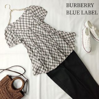 バーバリーブルーレーベル(BURBERRY BLUE LABEL)のバーバリーブルーレーベル ペプラムブラウス チェック柄(シャツ/ブラウス(半袖/袖なし))