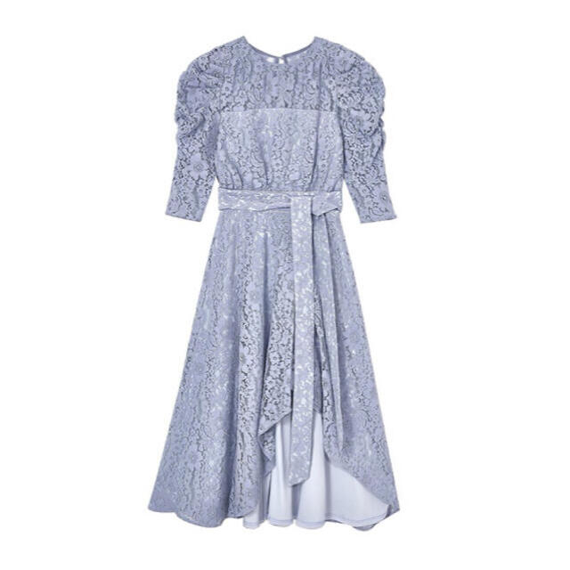 herlipto Belted Asymmetric Lace Dress