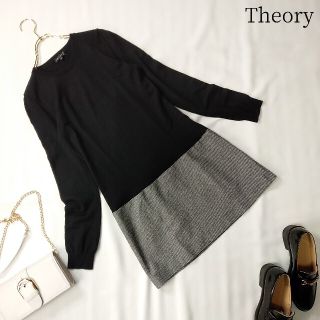 セオリー(theory)のTheory セオリー ニットワンピース ミニワンピース ブラック 黒(ミニワンピース)