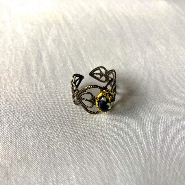 Lochie(ロキエ)の୨୧ Vintage rétro black flower lace ring ハンドメイドのアクセサリー(リング)の商品写真