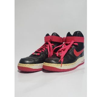 ナイキ(NIKE)のNIKE AIR FORCE1　ハイカット 25センチ　黒×ピンク(スニーカー)