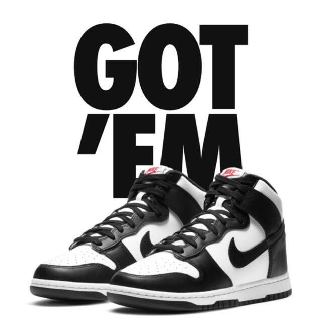 NIKE DUNK HIGH Black and White 28靴/シューズ