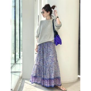 アパルトモンドゥーズィエムクラス(L'Appartement DEUXIEME CLASSE)の【BLUE BOHEME/ブルー ボヘム】Cotton Tiered Skirt(ロングスカート)