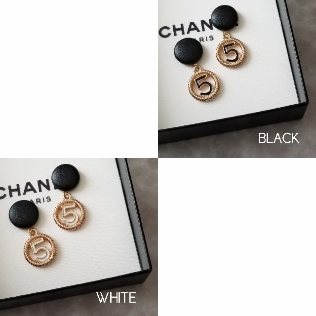 CHANEL(シャネル)のNo.5チャームピアス/レザーカボション ハンドメイドのアクセサリー(ピアス)の商品写真