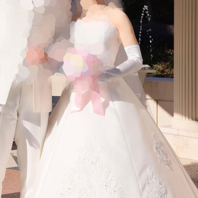 【美品】結婚式 ロンググローブ サテン 肘上 50cm レディースのフォーマル/ドレス(ウェディングドレス)の商品写真