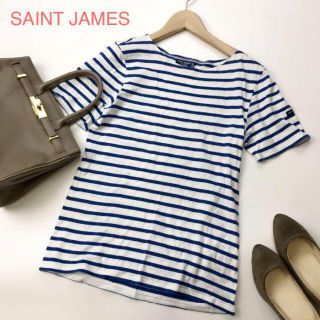 セントジェームス(SAINT JAMES)のSAINT JAMES コットンカットソー 半袖 ボーダー ×ホワイトブルー(カットソー(半袖/袖なし))